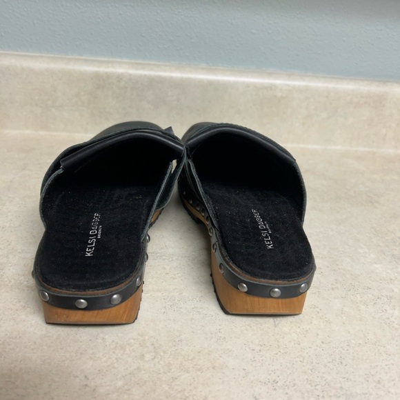 Kelsi Dagger Brooklyn for Anthropologie Stylish Black Clogs with Fringe Detail - Picture 6 of 7